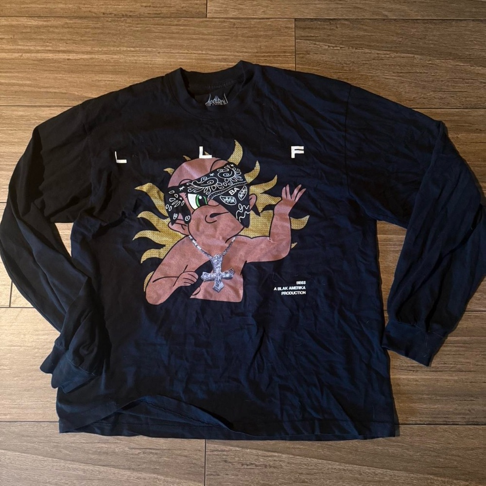 Black Graphic Long Sleeve Shirt